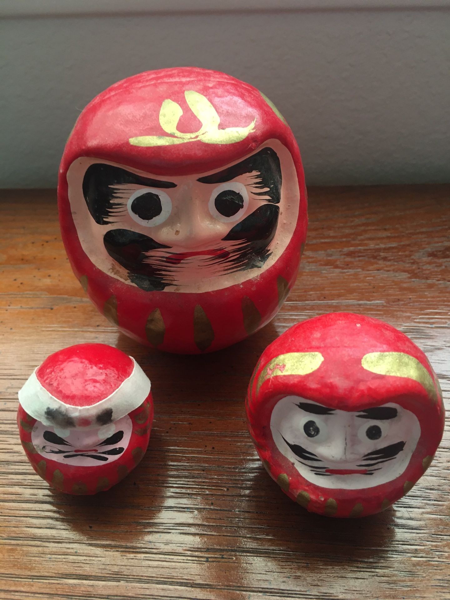 3 Small Japanese Dharma Dolls