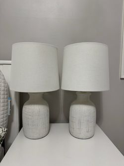 Pair of White Ceramic Table Lamps
