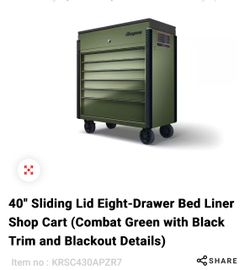 40" Sliding Lid Eight-Drawer Bed Liner Shop Cart
