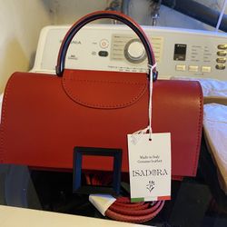 Isadora Round Handle Leather Satchel Made in Italy