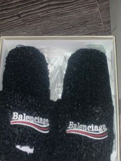 Balenciaga Furry Slides Black