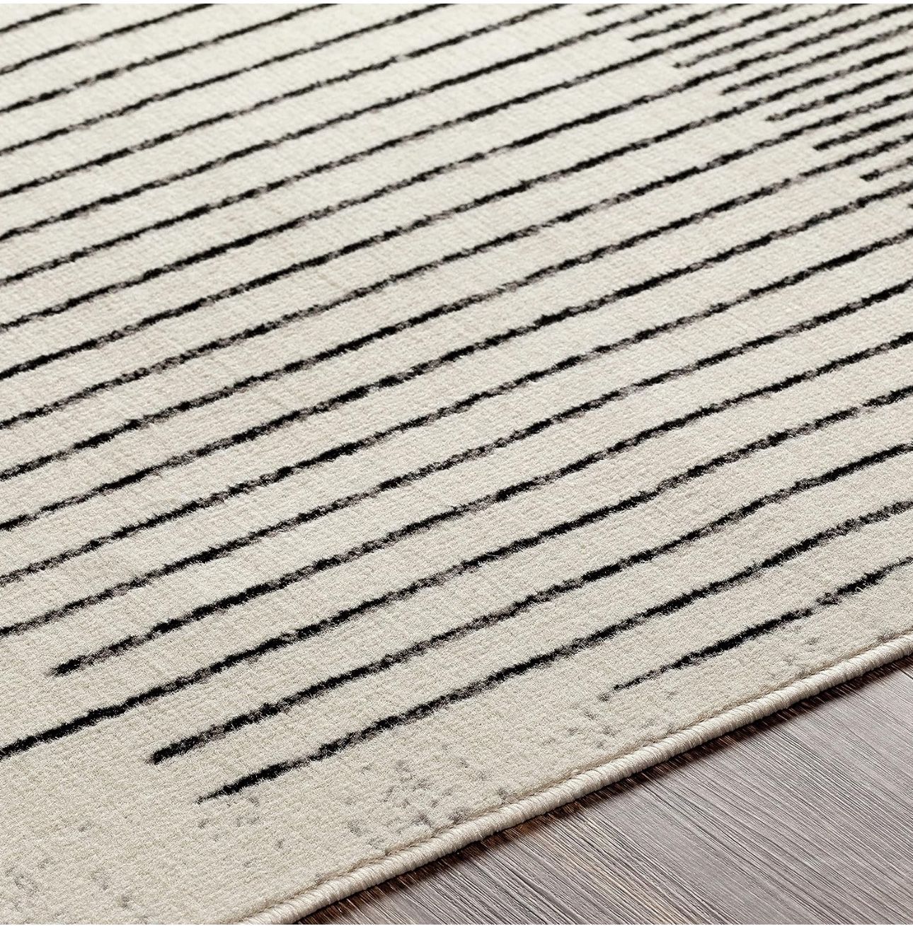 Modern Geometric Area Rug (7’10” x 10’) Ivory & Black