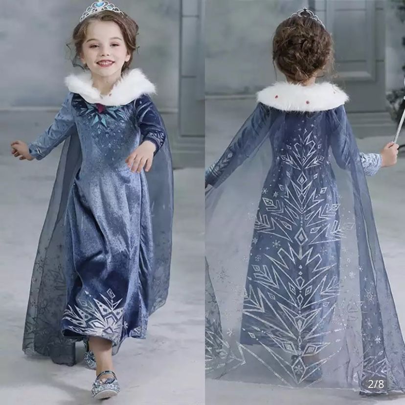 Princess Dress With Cape- Queen Elsa - 3T To 5T