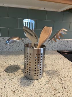 Stainless Steel Utensil Holder with Utensils