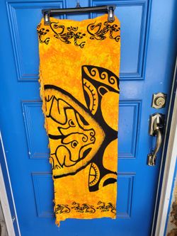 Hand-painted Rayon Sarong Featuring A Mayan Pattern