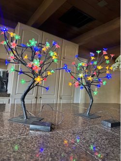 2 battery operated light up cherry blossom bonsai trees