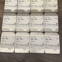 Lot of 12 pre owned western digital 14 tb server grade drives