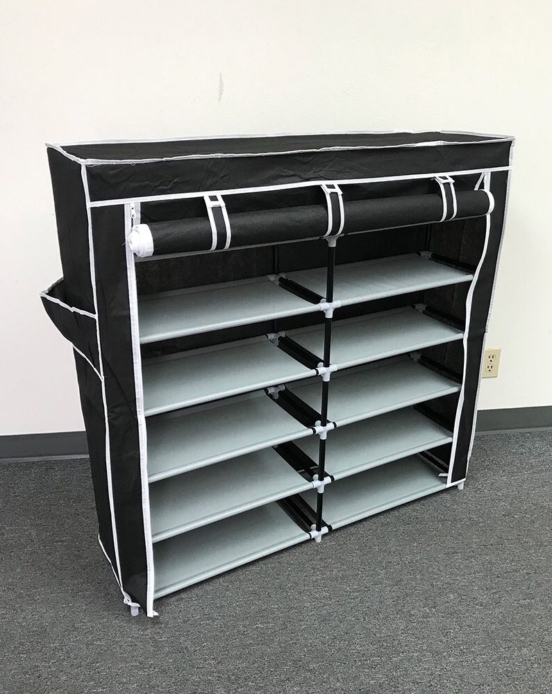 New $25 each 6-Tiers 36 Shoe Rack Closet Fabric Cover Portable Storage Organizer Cabinet 43x12x43”