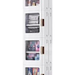 New, VECELO 4-Tier Plastic Tall Narrow Storage Cabinet