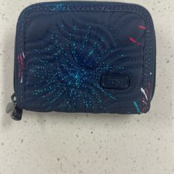 New without tag Lug Splits Compact RFID wallet with fireworks pattern. 