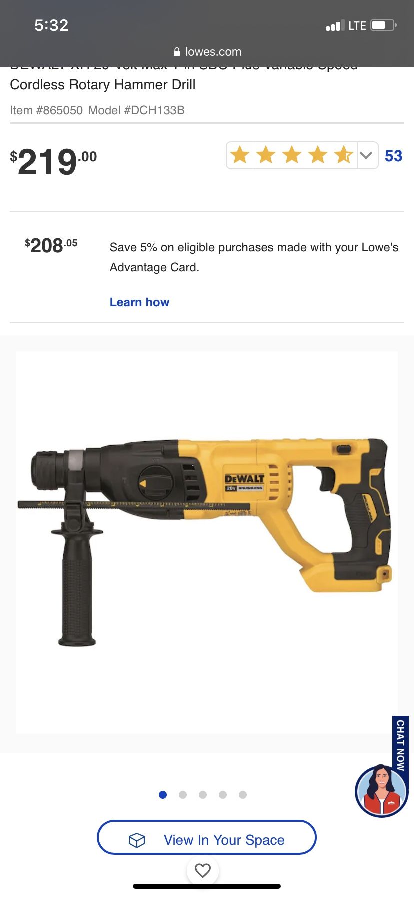 Dewalt Lowes Rotary Hammer Dewalt 20V MAX 125 MPH 450 CFM