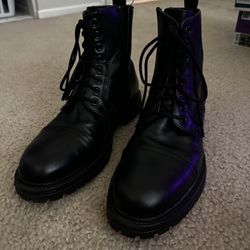 Black Leather Combat Boots