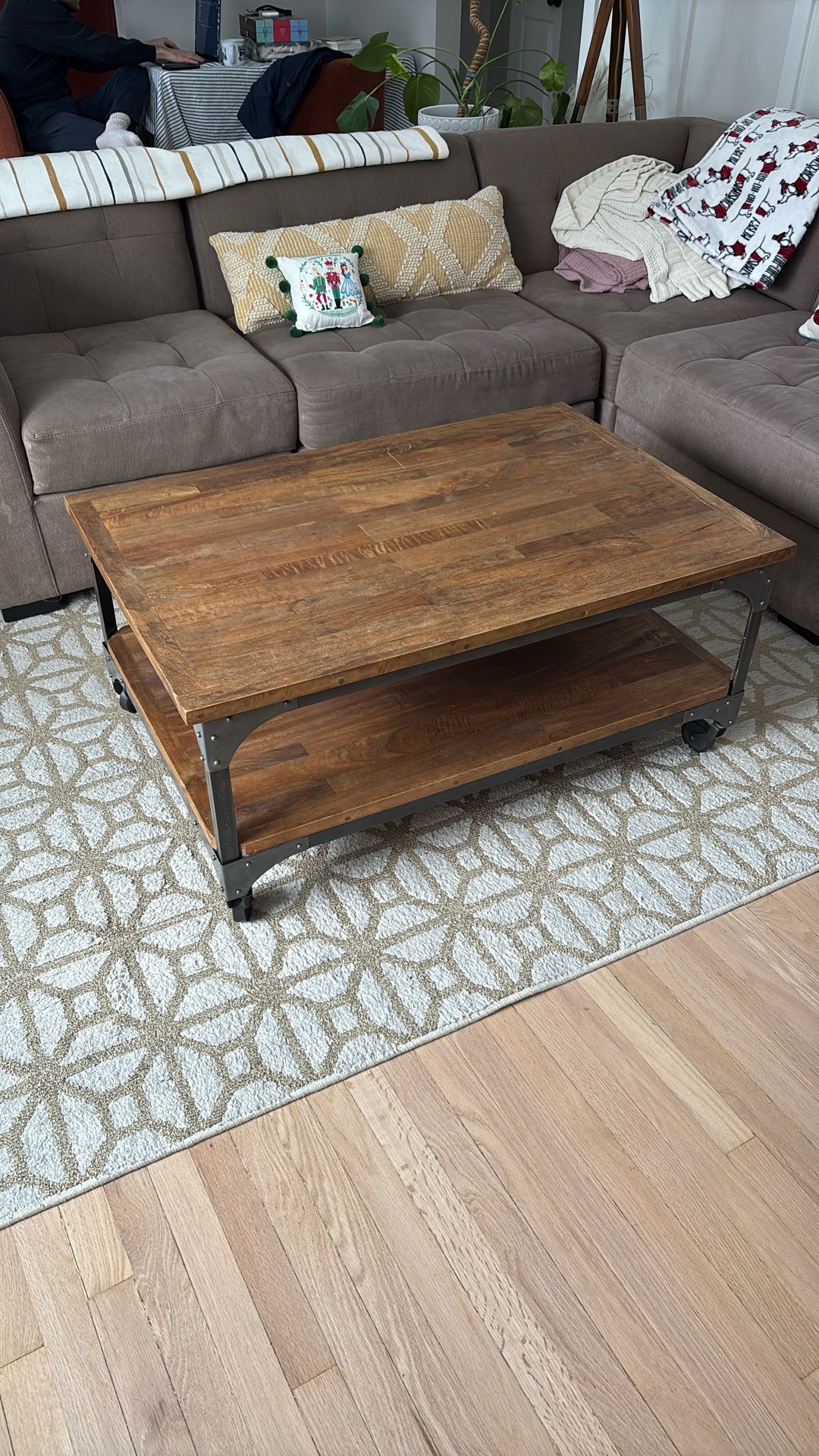 Wooden Coffee Table With Metal Legs