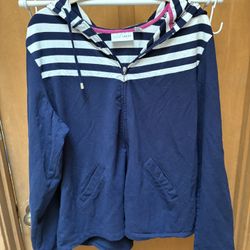 Sport Savvy Navy Blue Striped Hoodie XL