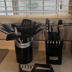 Cuisinart Knife Set 14 Piece | Cooking Utensils Set 12 Piece | Knife Sharpener 