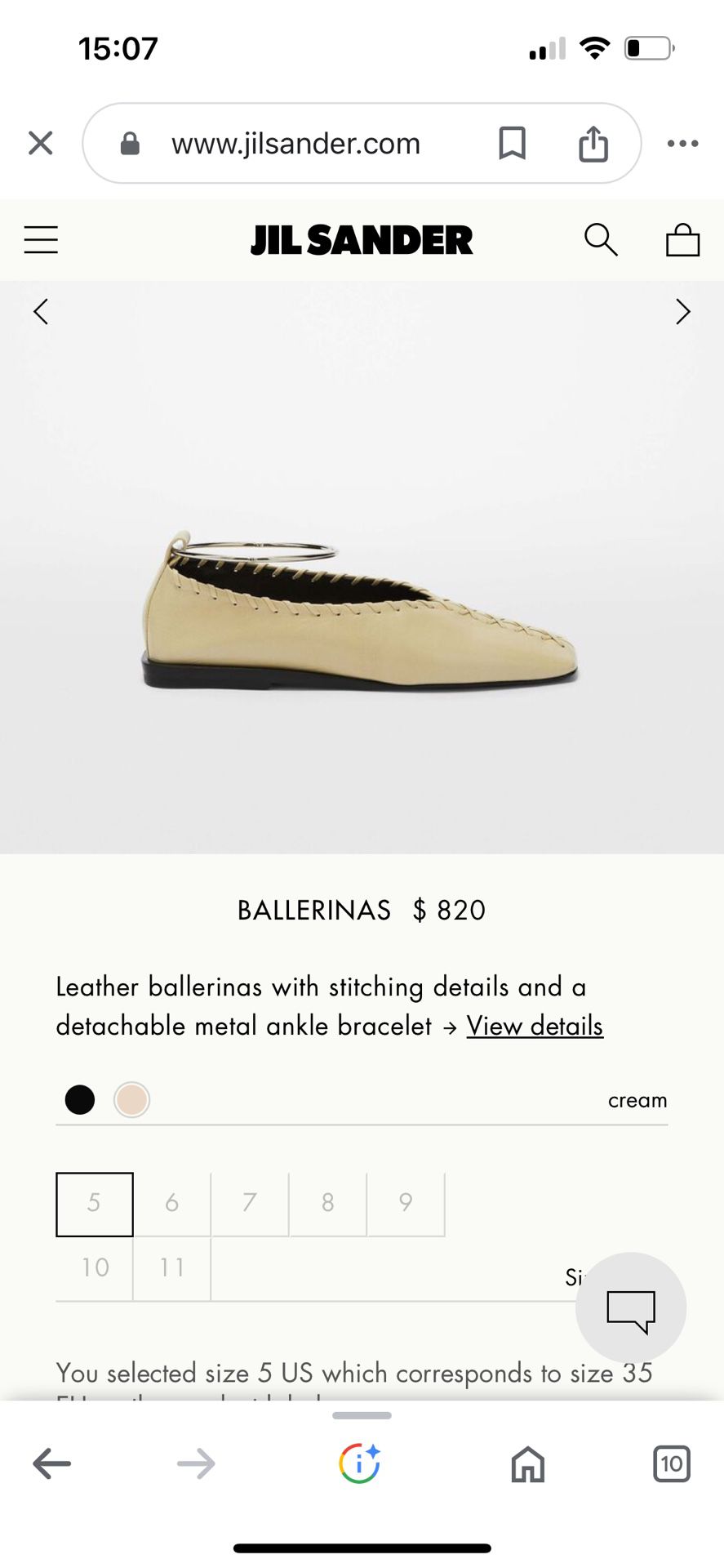 Jill Sander Ballet Flat Shoe