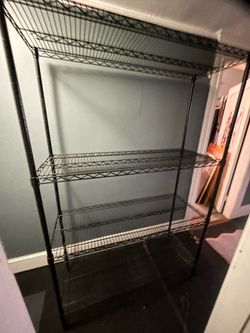 Storage rack shelves.