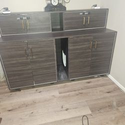 Custom Mid-Century Litter Robot Cabinet + TWO Litter Robot 3 Units