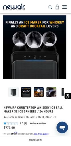 NEWAIR COUNTERTOP WHISKEY ICE BALL MAKER 32 ICE SPHERES / 24 HOURS BE