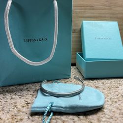 Tiffany & Co 925 Sterling Silver 1837 Narrow 5mm Wide Cuff Bracelet 6.1/4”
