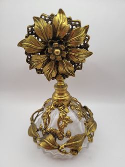 Vintage Matson Gold Ormolu Glass Perfume Bottle 