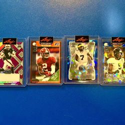 Leaf Metal Draft and Proset Rookies Tyler Van Dyke, Patrick Surtain II, Tarik Black, Warren Jackson Unsigned 1/1 Pre Production Proof Auto