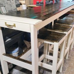 8ft Dinning Table Set On Caster Wheels With Brakes 