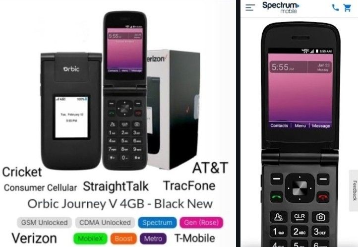 ORBIC Journey V Flip CDMA-GSM Unlocked Spectrum Mobile/Verizon/T-Mobile/AT&T/Consumer/Boost/Metro PCS  + International