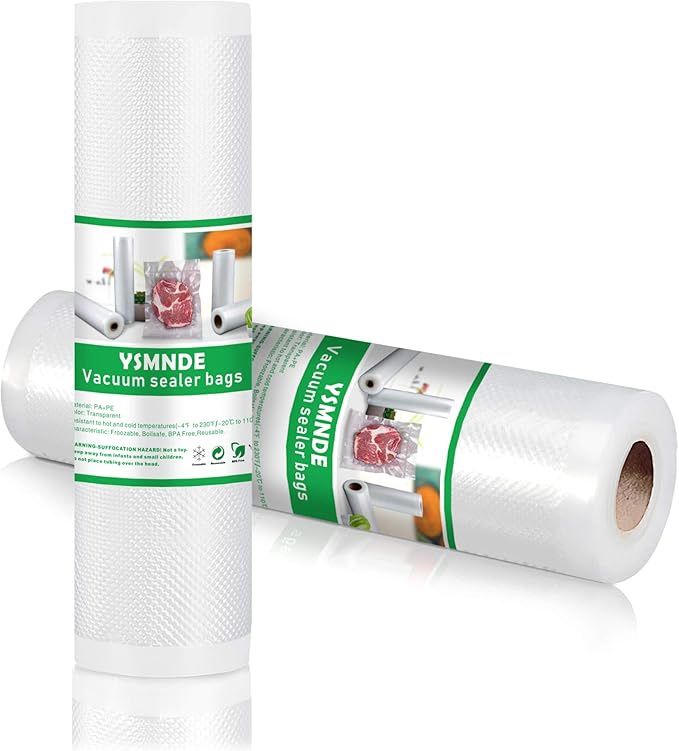Vacuum Sealer Bags Rolls for Food, Size 11" x 16.4' Vac Storage Bag Commercial Grade, BPA Free, Heavy Duty, Great for Meal Prep, Freezer, Microwave or