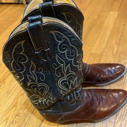 Justin Cowhide And Eel Skin Cowboy Boots 10 1/2 D
