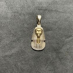 Diamond Accent Beaded Pharaoh Diamond Accent Beaded Pharaoh Necklace Charm in Sterling Silver with 14K Gold Plate