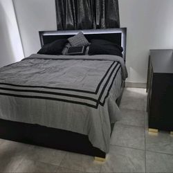 3 Pcs Bedroom New Set Black LED Lights