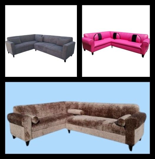 BRAND NEW 7X9FT SECTIONAL COUCH SOFA CHAISE. BROWN FABRIC
