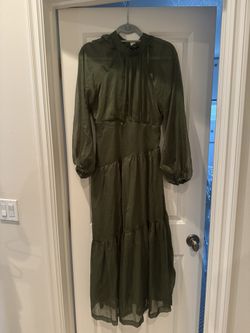  2 x Petal & Pup Julip Sheer Long Sleeve Maxi Dress in olive/ 1 Medium, 1 Large, Brand New Never Worn!