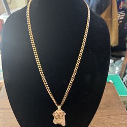 14k Rose gold Over 925 Sterling Silver Miami Cuban X Moissanite Jesus Piece