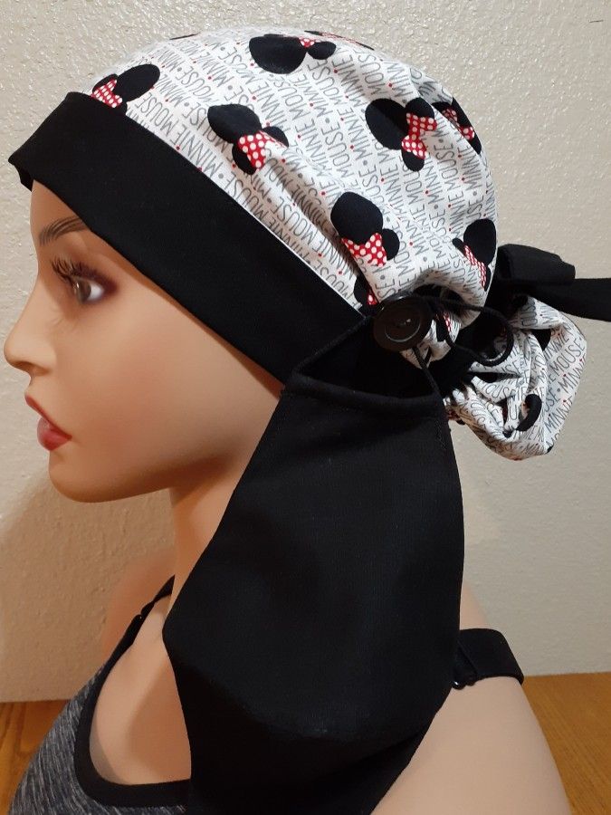 Surgical Scrub Hat Set/ Reversible/ Minnie Mouse/ Chemo/ Chef/ Nurses/With Buttons