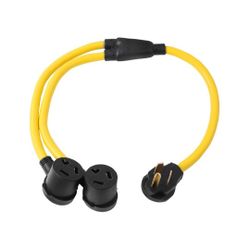 10-30P to 2 Outlet 10-30R Y Splitter STW 3 Feet 3 Prong Male Plug Female Receptacle 120V/240V 30 Amp Welder Welding Dryer Power Cord Adapter Adaptor