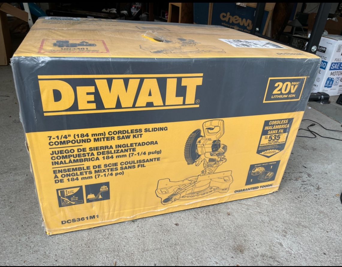 Dewalt 7 1/4 Inch Battery Powered Miter Saw Kit BRAND NEW SEALED BOX