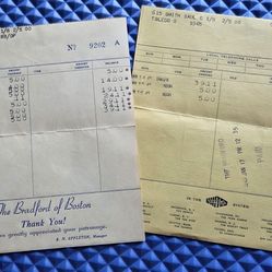 Vintage 1945 Hotel Receipts