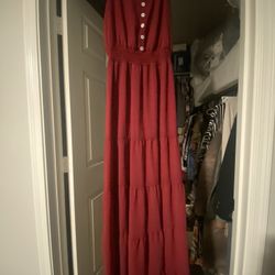 Maxi Dress Maroon Color 