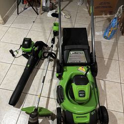 Greenworks lawn mower, blower, string trimmer and/with cordless battery & charger