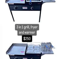 3 In 1 | Grill, Deep Fryer, And Food Warmer | New In Box | Includes Hose With Regulador