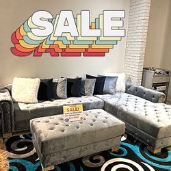NEW COMFY SOFIA SECTIONAL SOFA SET ON SALE $999! GRAY OR BLACK! 