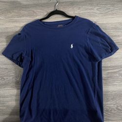Polo Ralph Lauren Custom Slim Fit Navy Blue Cotton Crewneck Tee, Size Medium.