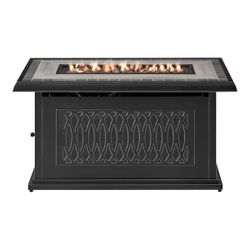 Charles 25.98 in. x 25 in. Rectangular Steel Propane Gas Black Fire Pit