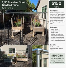 3/4” Stainless Steel Garden Frame – 10’ x 16’ x 6’
