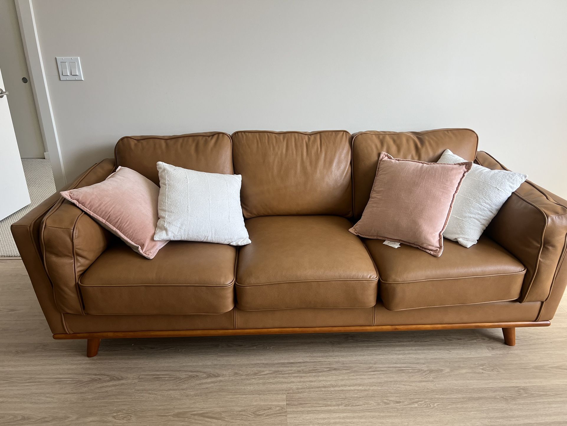 Valencia Artisan Full Leather Sofa 88” - Like New Condition