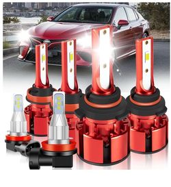 Bulbs for Toyota Camry 2007-14 800% brightness, high and low beam + fog light bulbs, super focused beam mode, 6500K white, 36000LM super