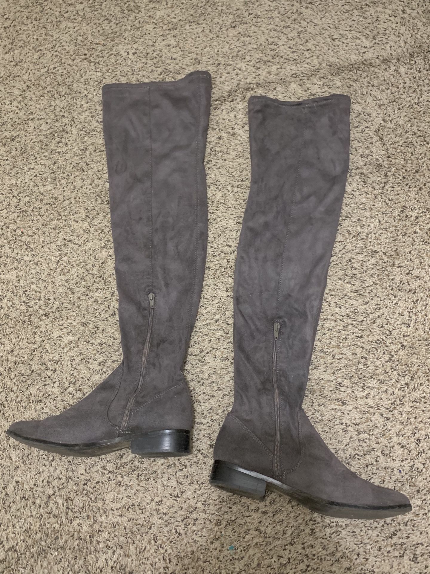 Aldo grey over the knee suede leather boots