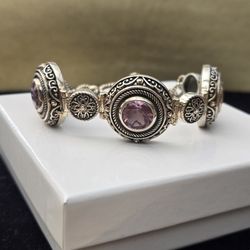Oxidized Sterling Silver Gemstone Bracelet 